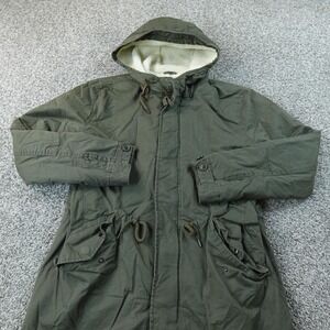 Gap Jacket‎ Mens XS Green Sherpa Lined Hooded Military Fishtail Parka Coat Army